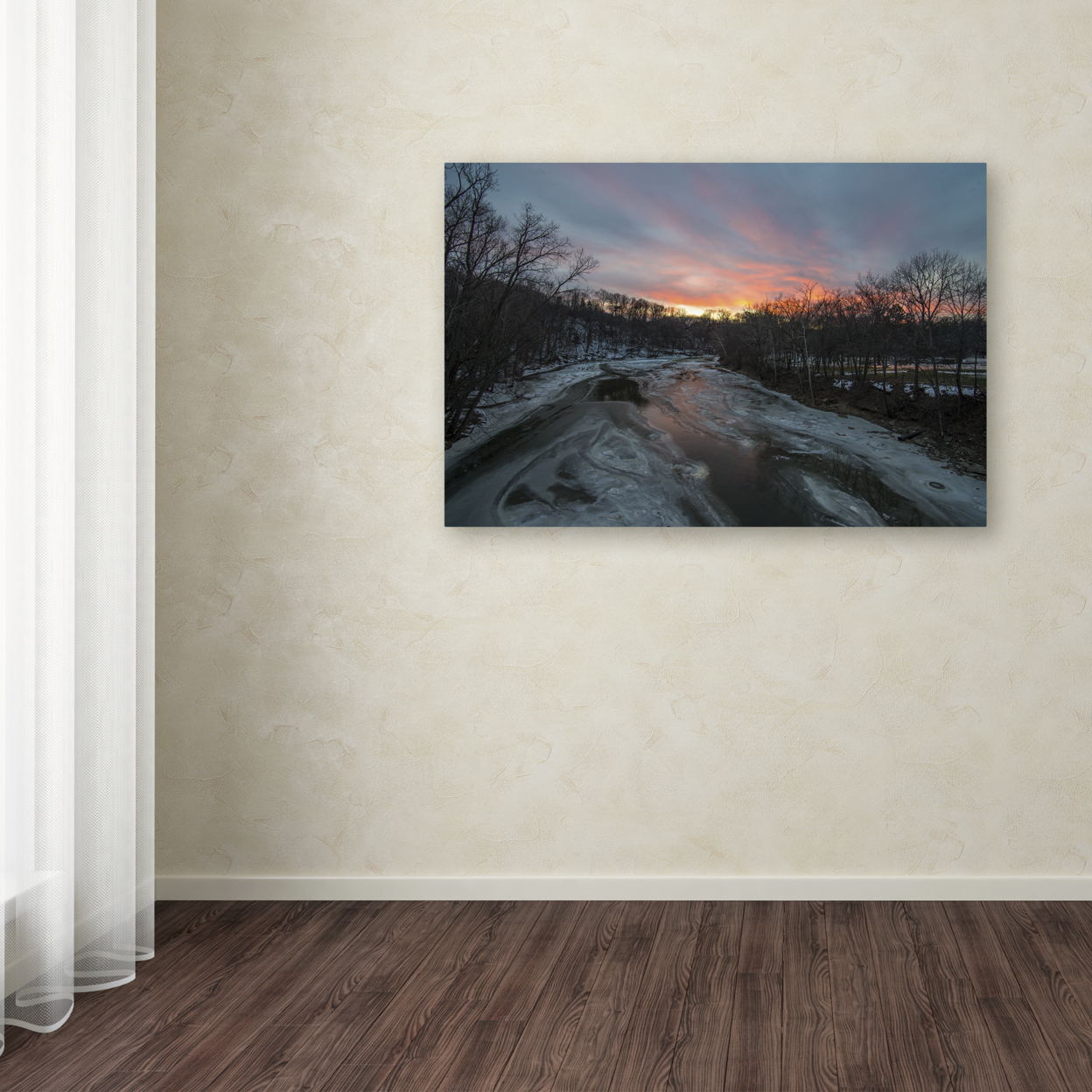 Kurt Shaffer 'Peaceful Winter Sunset' Canvas Art 16 X 24
