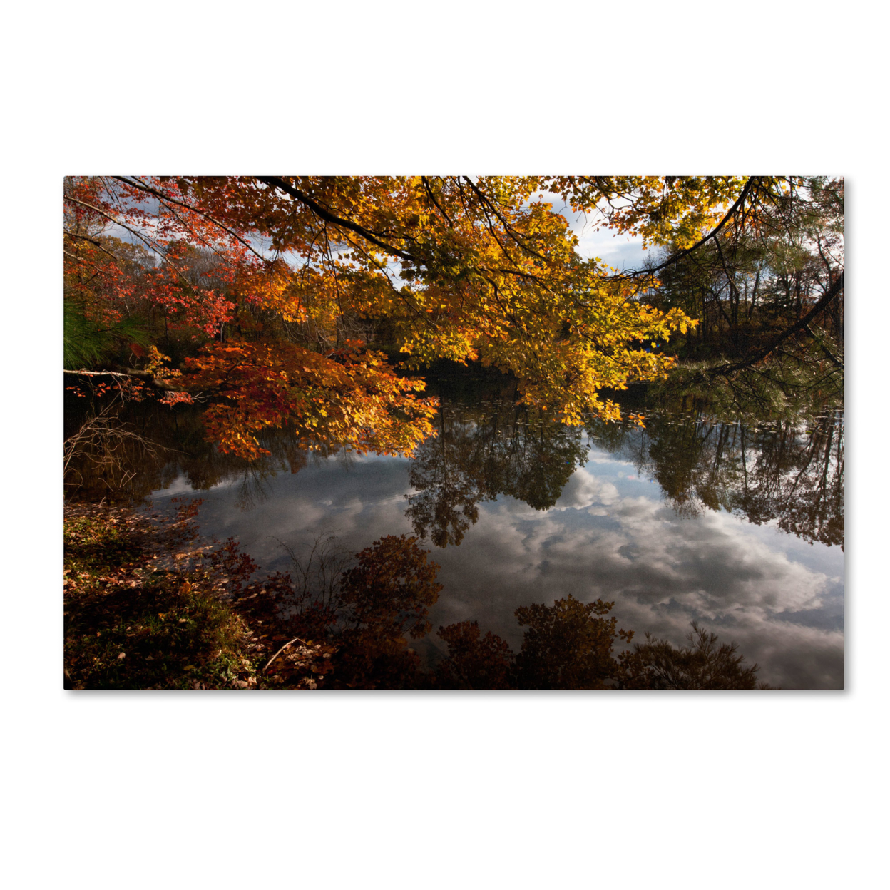 Kurt Shaffer 'Kendal Lake Autumn' Canvas Art 16 X 24