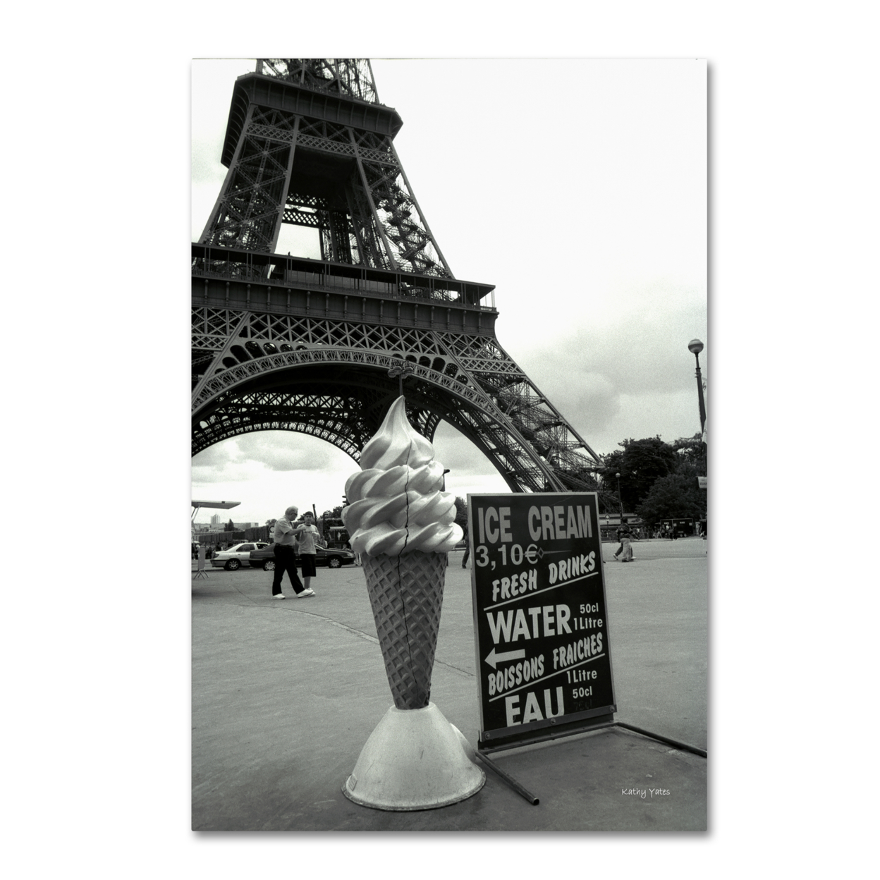 Kathy Yates 'Eiffel Tower With Ice Cream Cone' Canvas Art 16 X 24