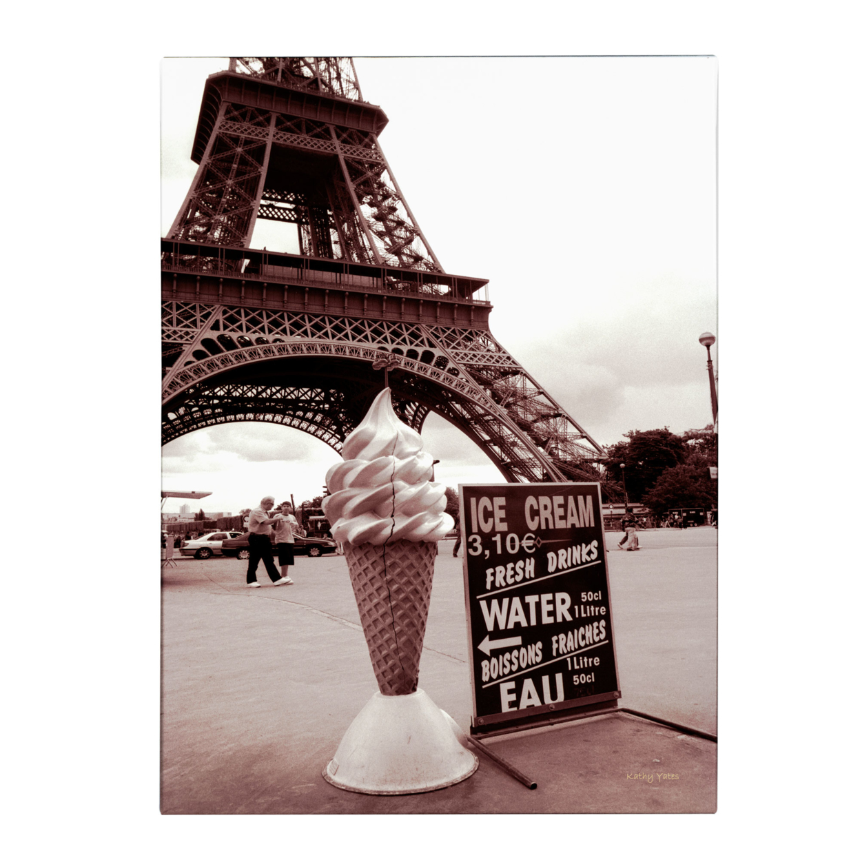 Kathy Yates 'Eiffel Tower With Ice Cream Cone 2' Canvas Art 16 X 24