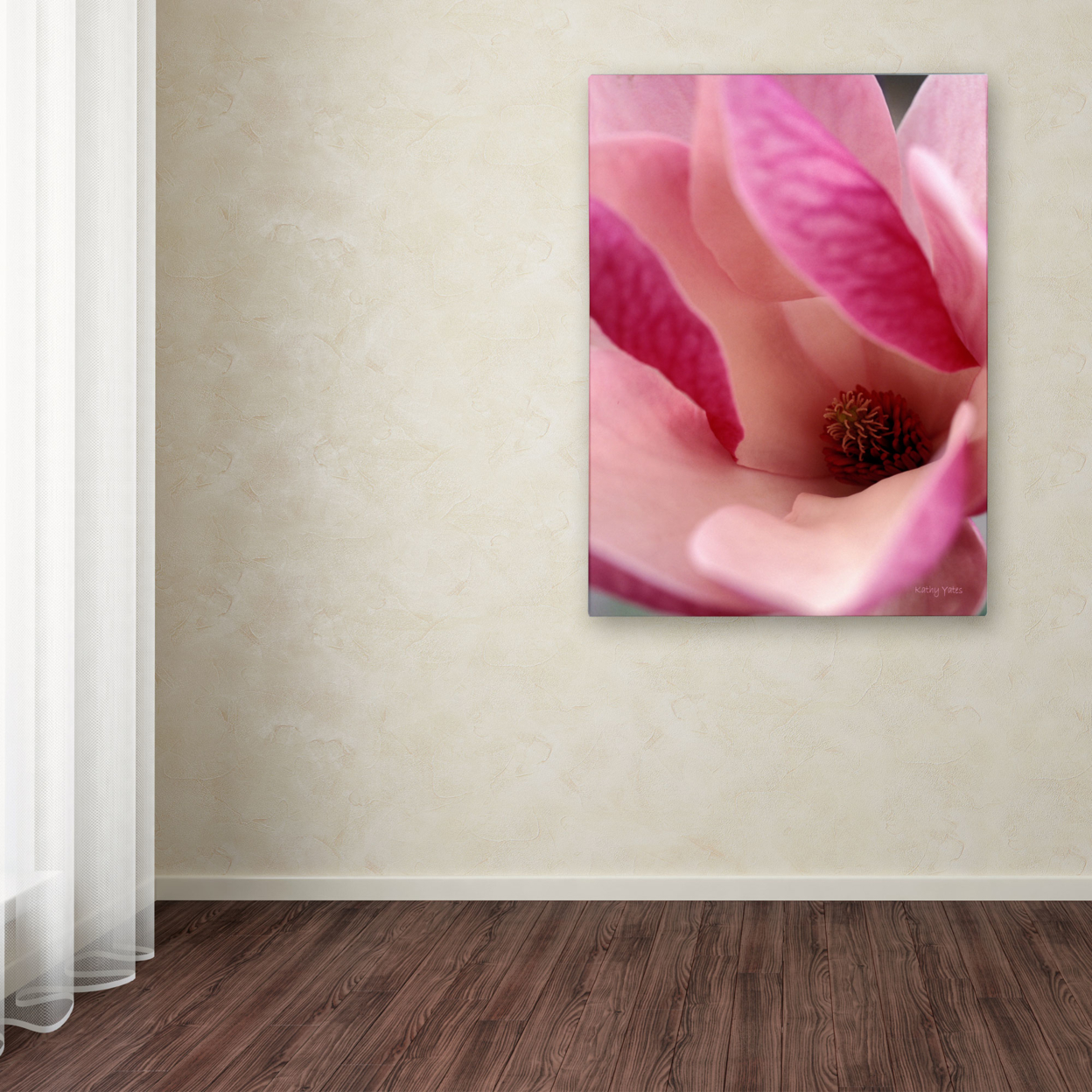 Kathy Yates 'Tulip Magnolia Blossom' Canvas Art 16 X 24