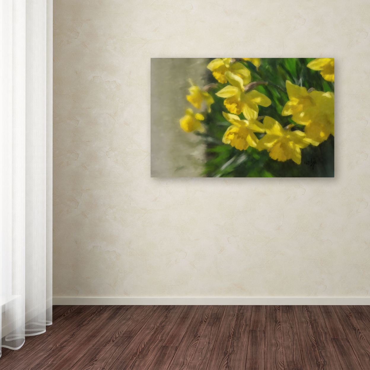 Lois Bryan 'Daffodils Peeking' Canvas Art 16 X 24