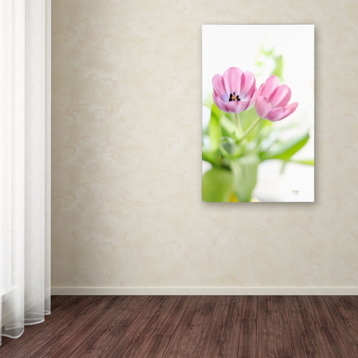 Lois Bryan 'Pink Tulips Drenched In Light' Canvas Art 16 X 24