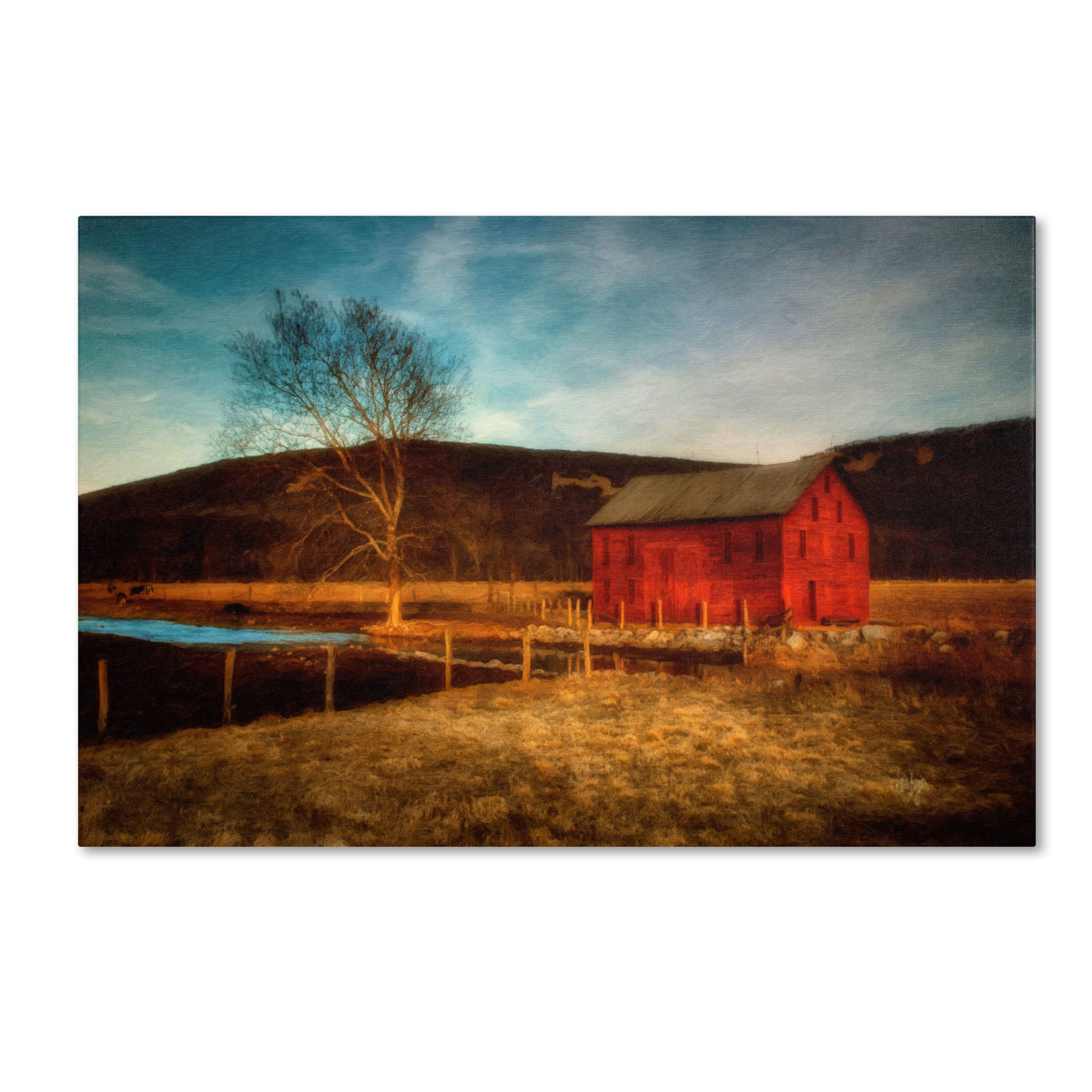 Lois Bryan 'Red Barn At Twilight' Canvas Art 16 X 24