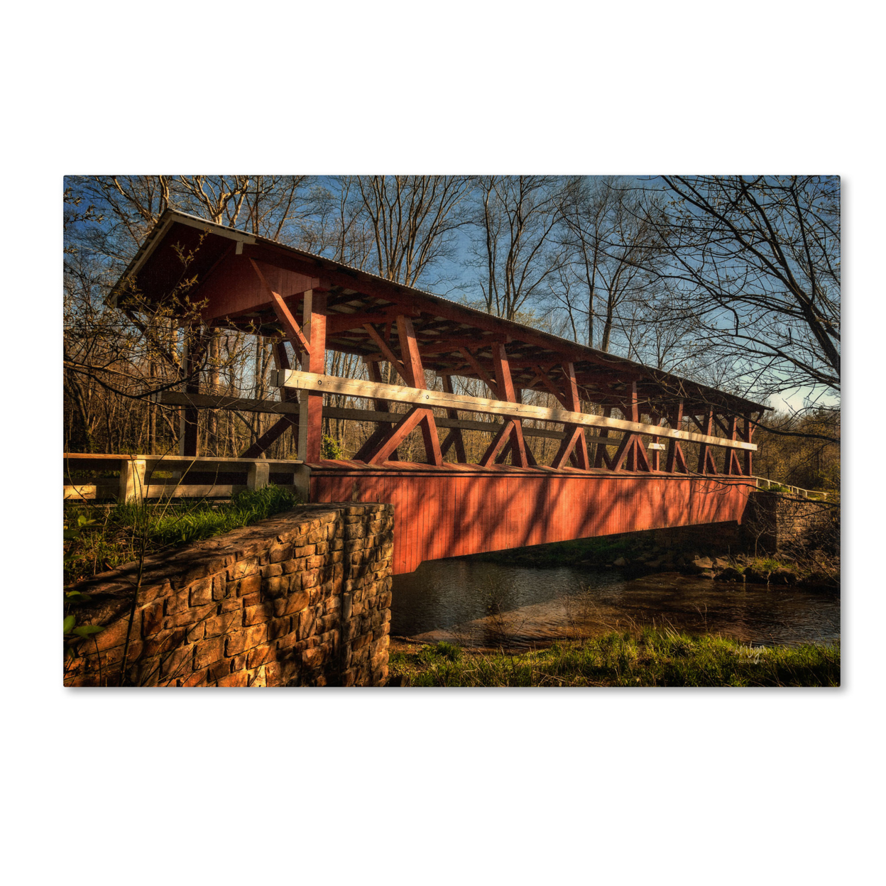 Lois Bryan 'The Colvin Covered Bridge' Canvas Art 16 X 24