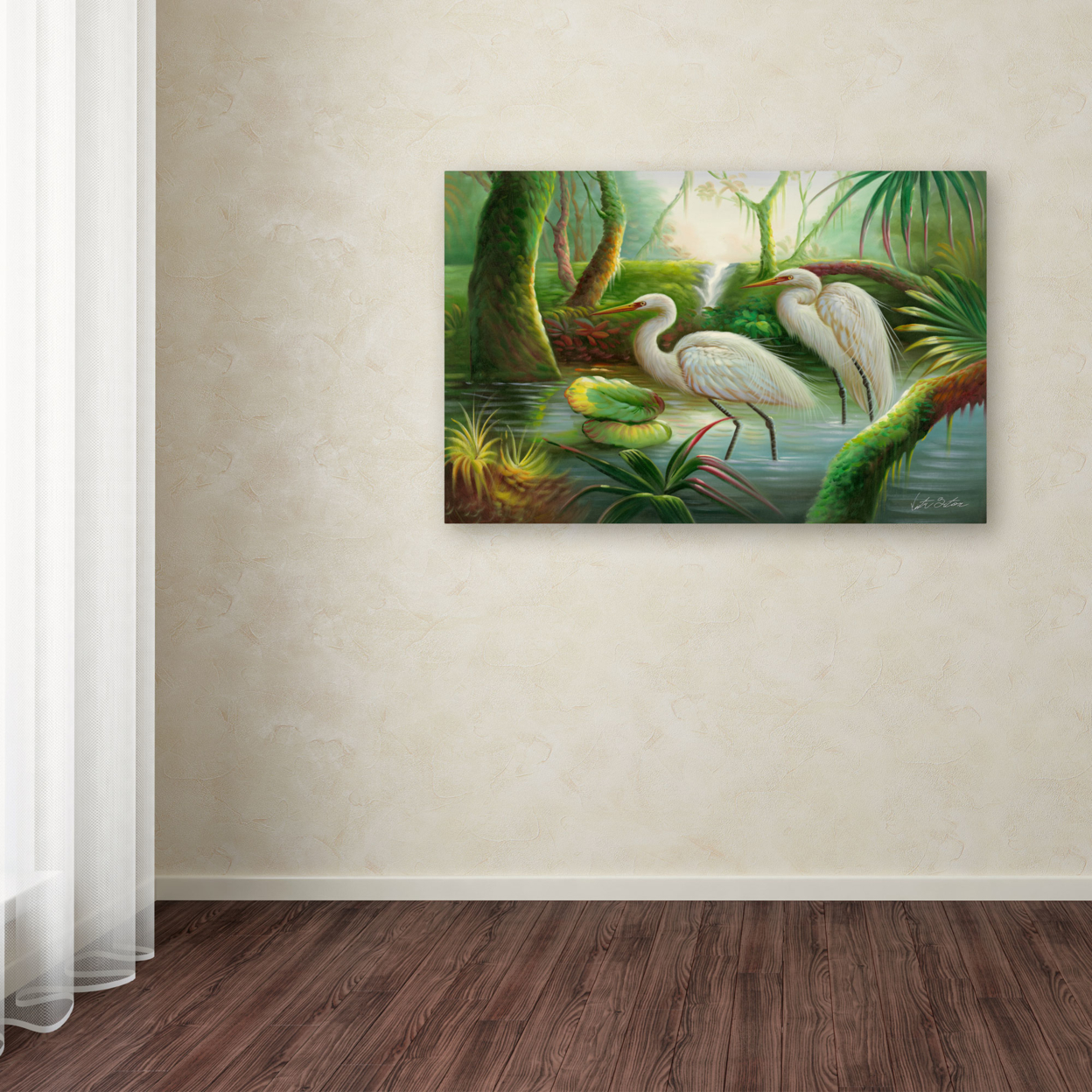 Victor Giton 'Two Herons' Canvas Art 16 X 24