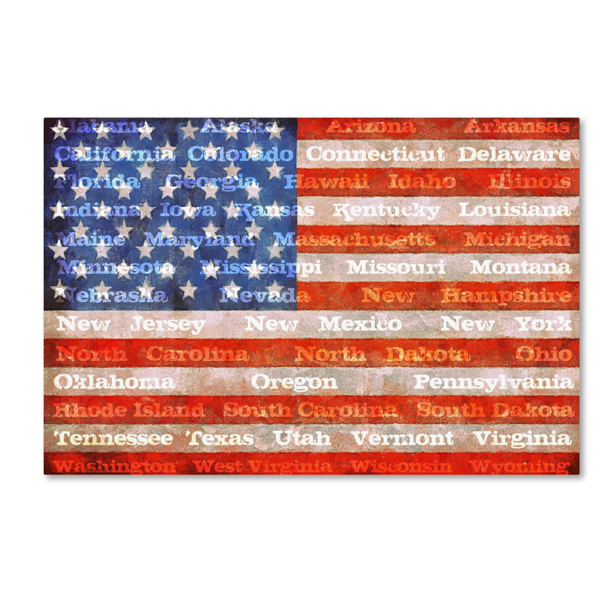 Michelle Calkins 'American Flag With States' Canvas Art 16 X 24