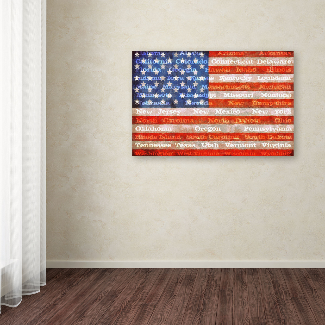 Michelle Calkins 'American States With Flags' Canvas Art 16 X 24