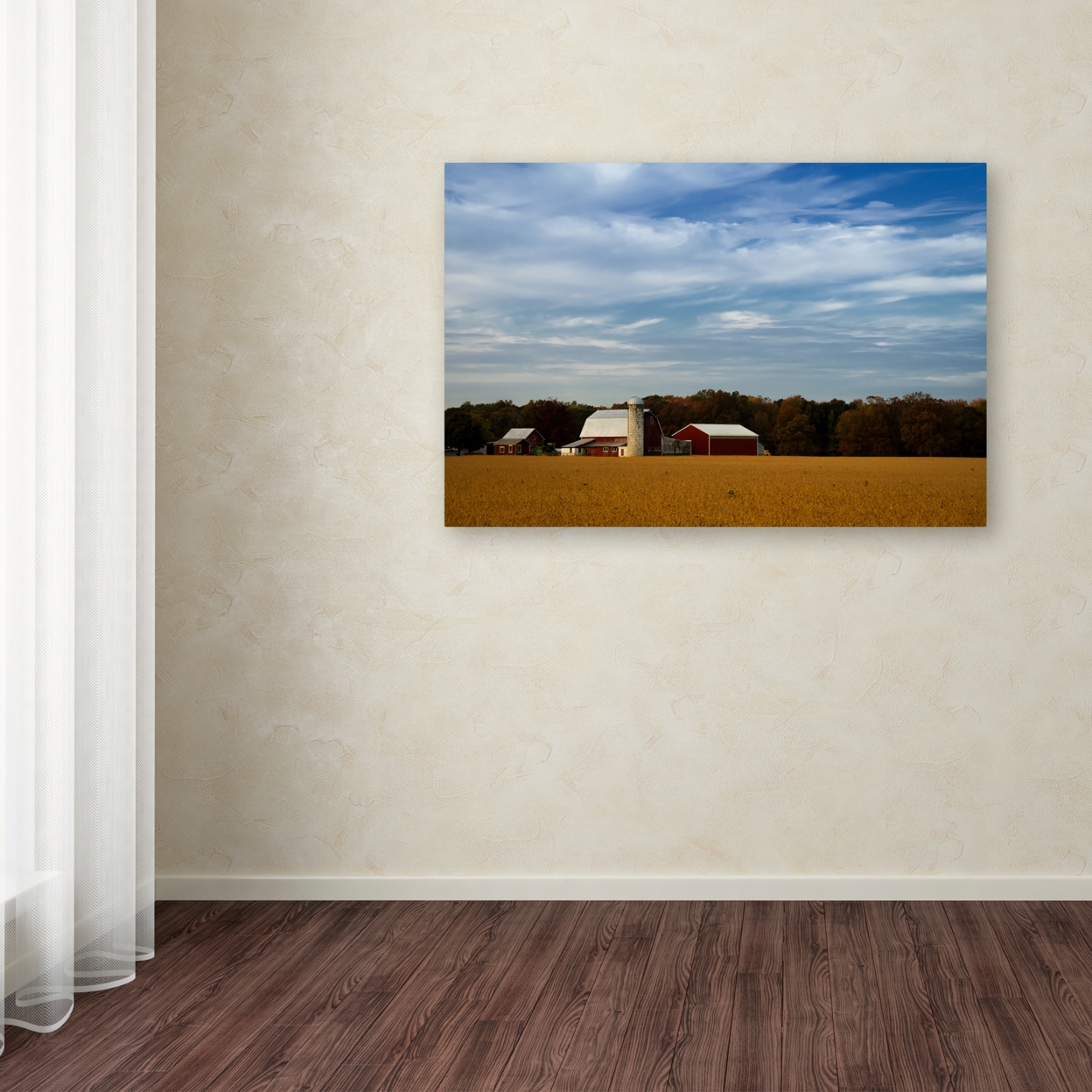 PIPA Fine Art 'Red Barn In Golden Field' Canvas Art 16 X 24