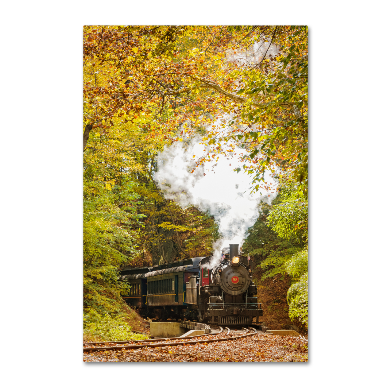PIPA Fine Art 'Steam Train With Autumn Foliage' Canvas Art 16 X 24