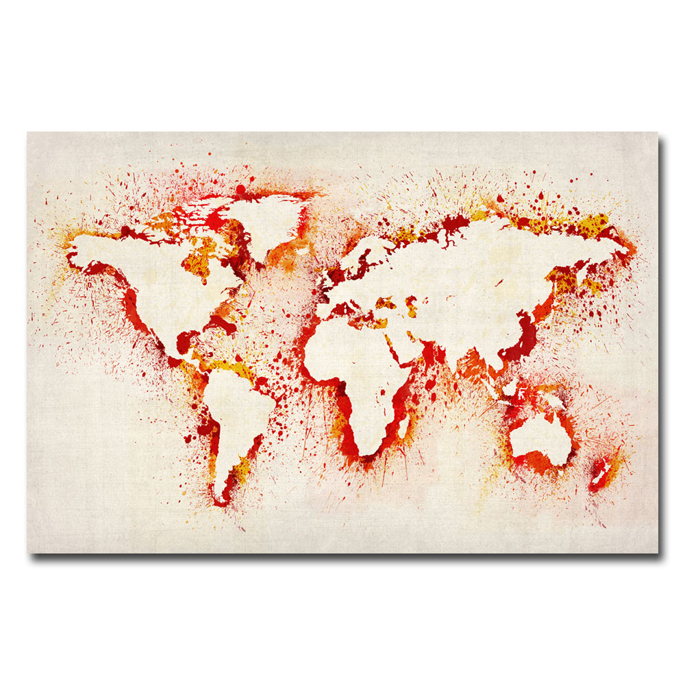 Michael Tompsett 'Paint Outline World Map' Canvas Art 16 X 24