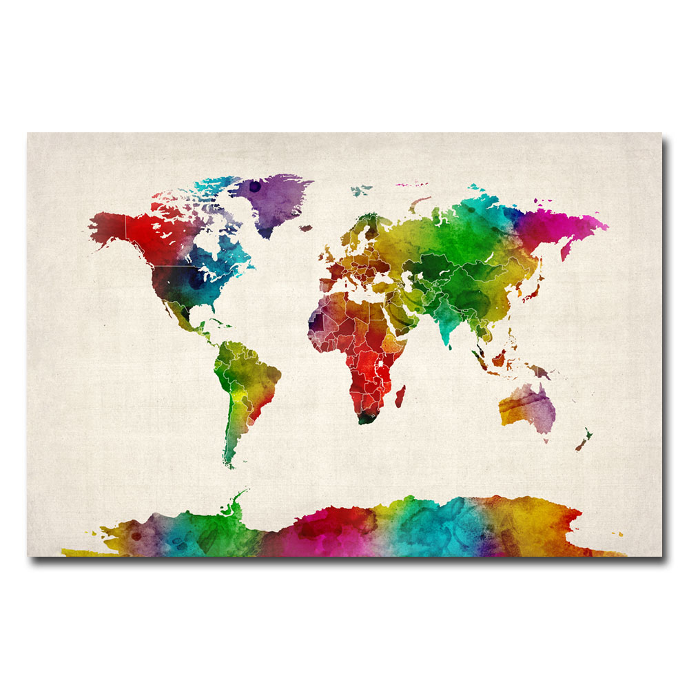 Michael Tompsett 'Watercolor World Map II' Canvas Art 16 X 24
