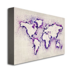 Michael Tompsett 'Paint Outline World Map II' Canvas Art 16 X 24