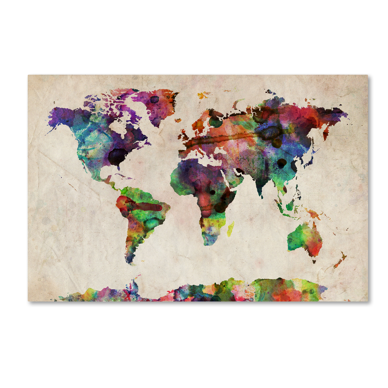 Michael Tompsett 'Urban Watercolor World Map' Canvas Art 16 X 24