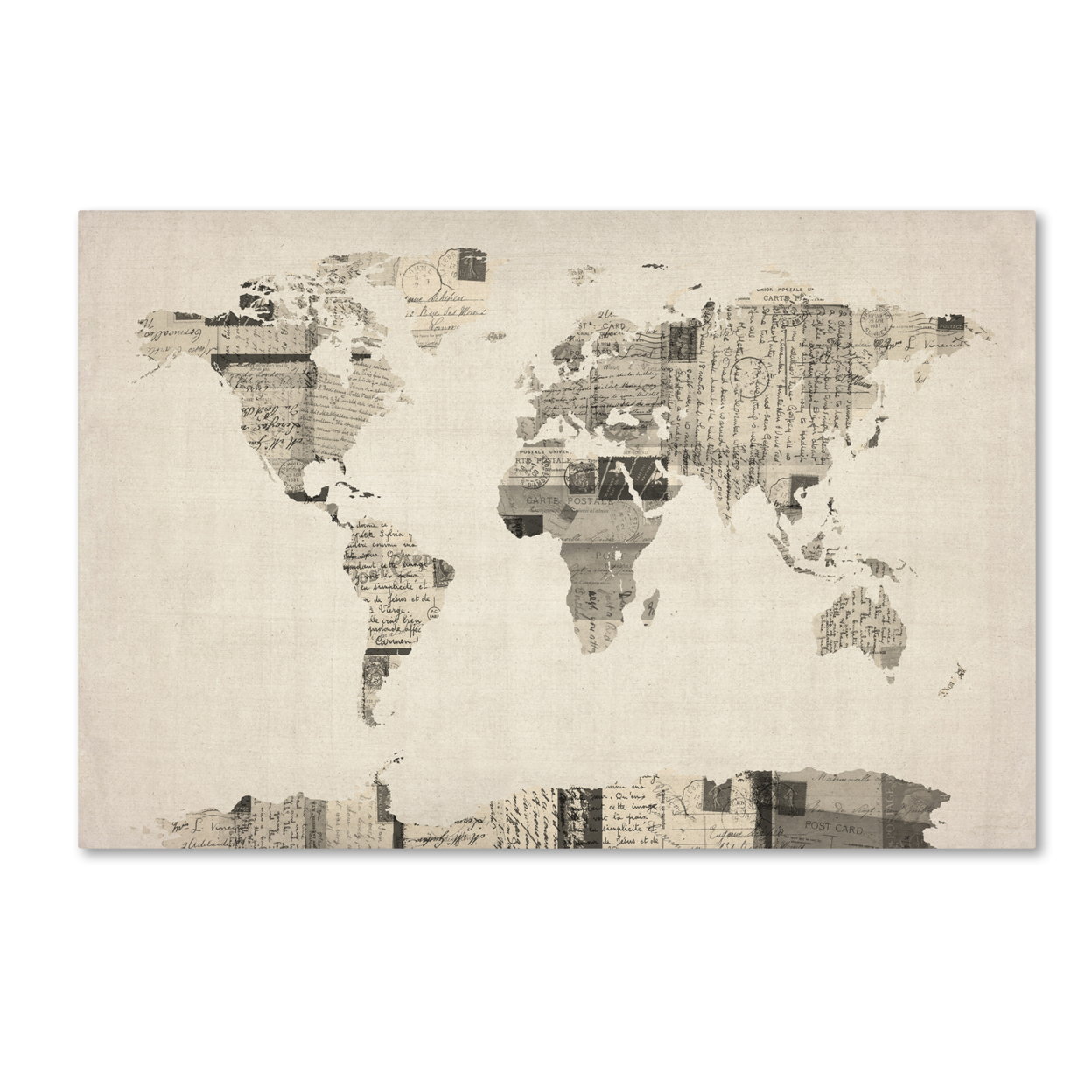 Michael Tompsett 'Vintage Postcard World Map' Canvas Art 16 X 24