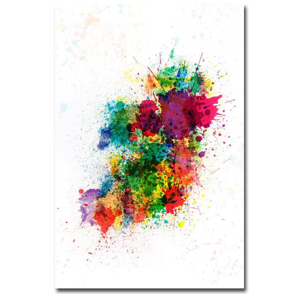 Michael Tompsett 'Ireland Paint Splashes' Canvas Art 16 X 24