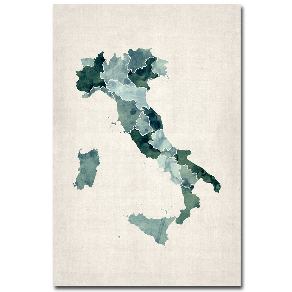 Michael Tompsett 'Italy Watercolor Map' Canvas Art 16 X 24