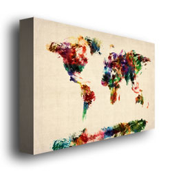 Michael Tompsett 'Abstract Painting World Map' Canvas Art 16 X 24