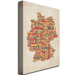 Michael Tompsett 'Germany - Cities Text Map' Canvas Art 16 X 24