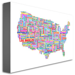 Michael Tompsett 'US Cities Text Map IV' Canvas Art 16 X 24