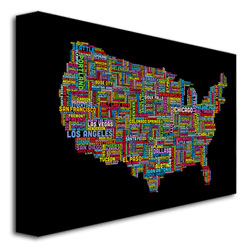 Michael Tompsett 'US Cities Text Map II' Canvas Art 16 X 24