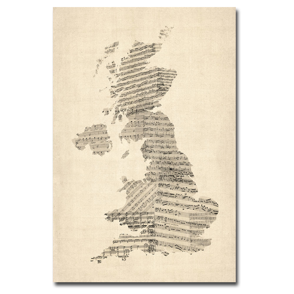 Michael Tompsett 'UK Music Map' Canvas Art 16 X 24