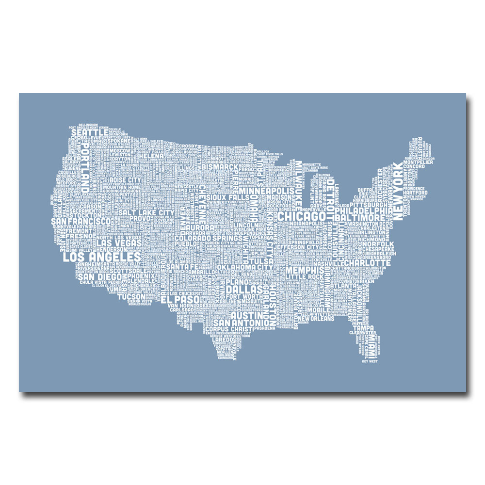 Michael Tompsett 'US City Map XII' Canvas Art 16 X 24
