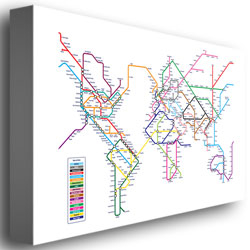 Michael Tompsett 'World Map - Subway' Canvas Art 16 X 24