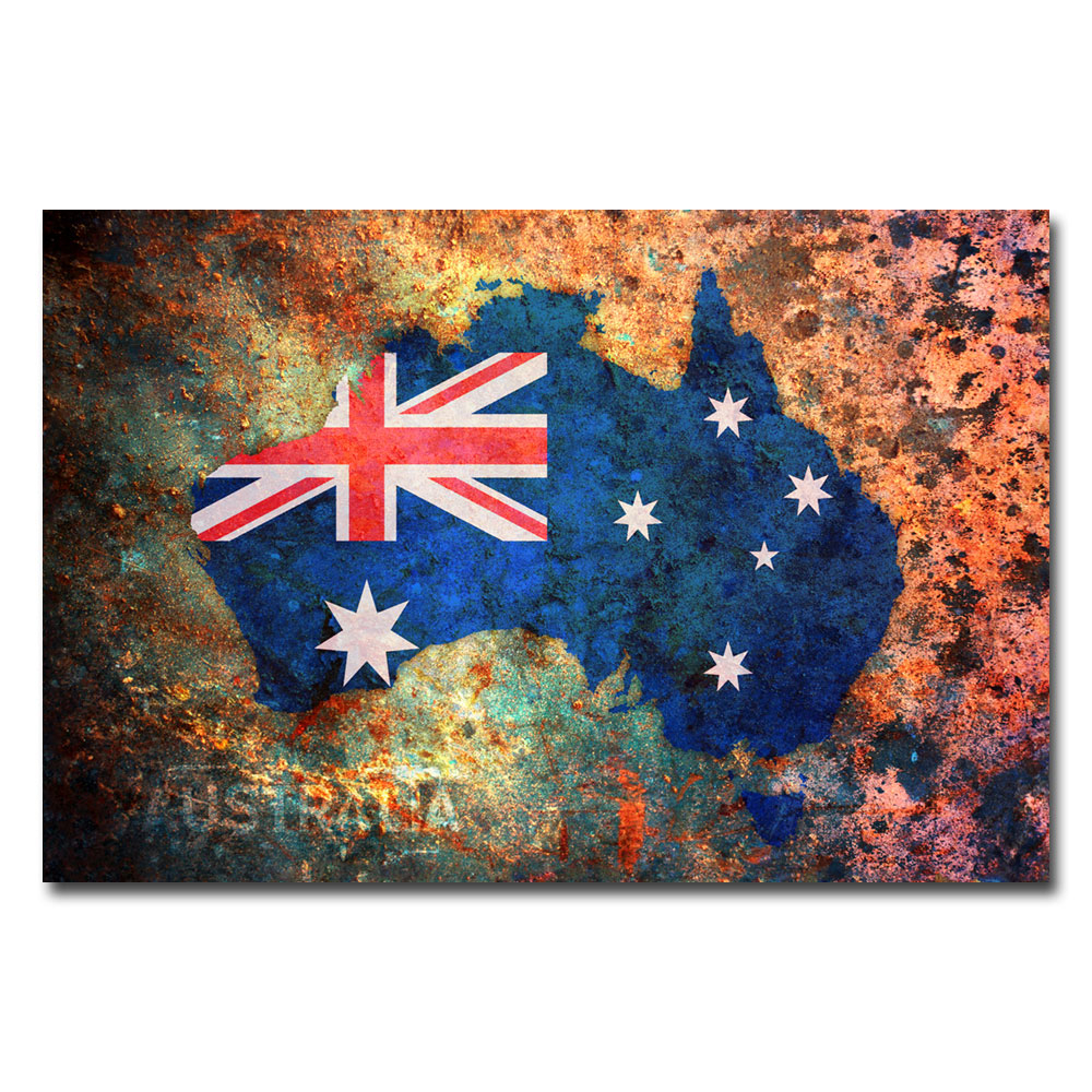 Michael Tompsett 'Australia Flag Map' Canvas Art 16 X 24
