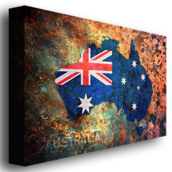 Michael Tompsett 'Australia Flag Map' Canvas Art 16 X 24