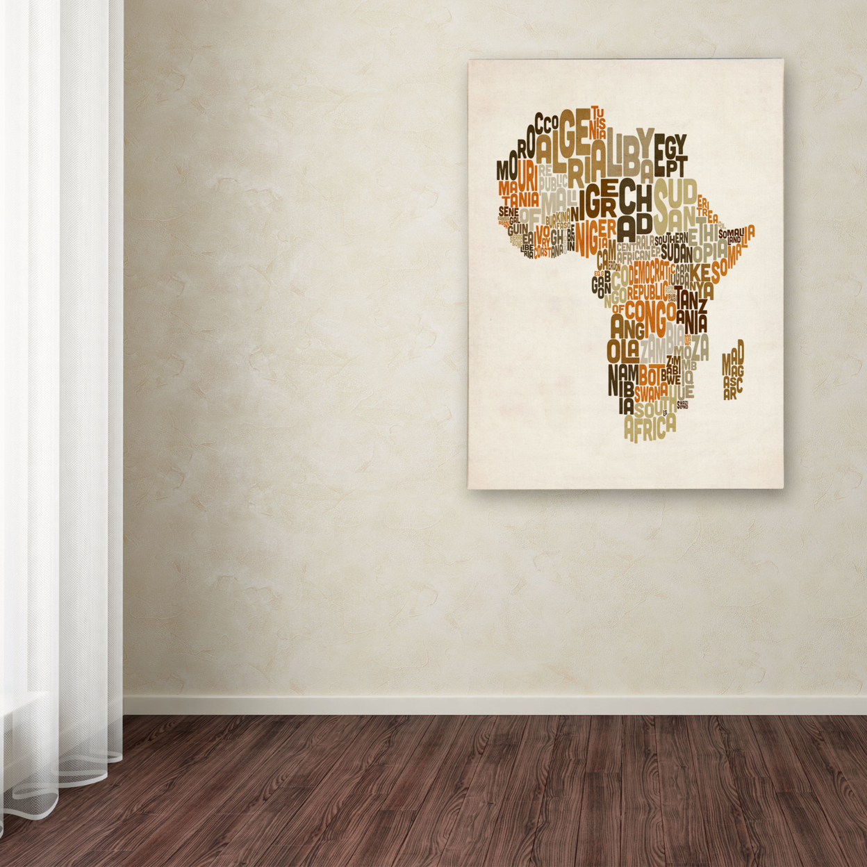 Michael Tompsett 'Africa Text Map' Canvas Art 16 X 24