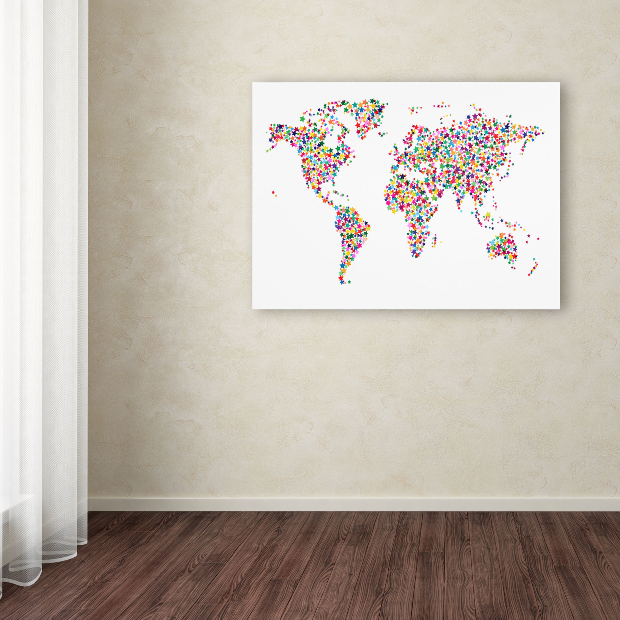 Michael Tompsett 'Stars World Map' Canvas Art 16 X 24