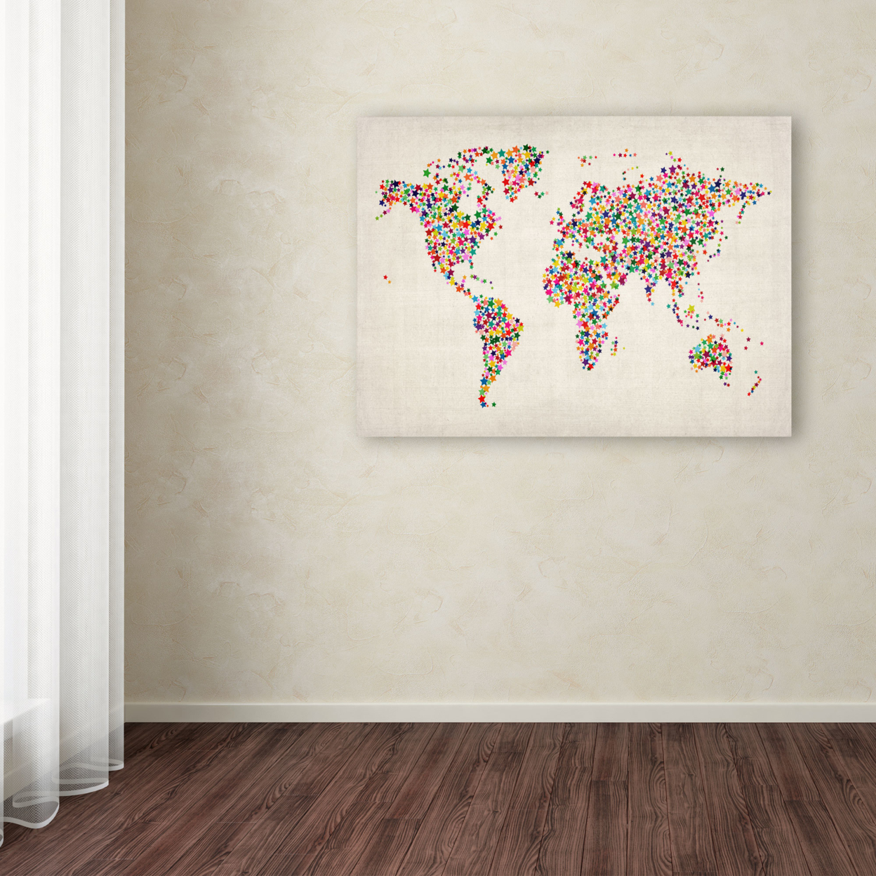 Michael Tompsett 'Stars World Map 2' Canvas Art 16 X 24