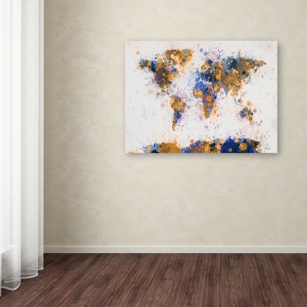 Michael Tompsett 'Paint Splashes World Map 2' Canvas Art 16 X 24