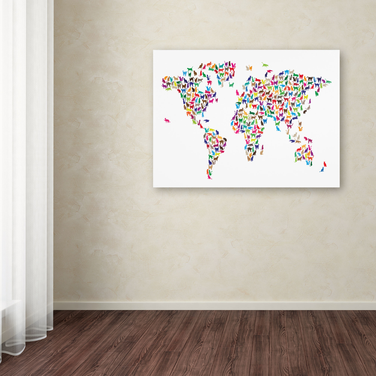 Michael Tompsett 'Cats World Map' Canvas Art 16 X 24