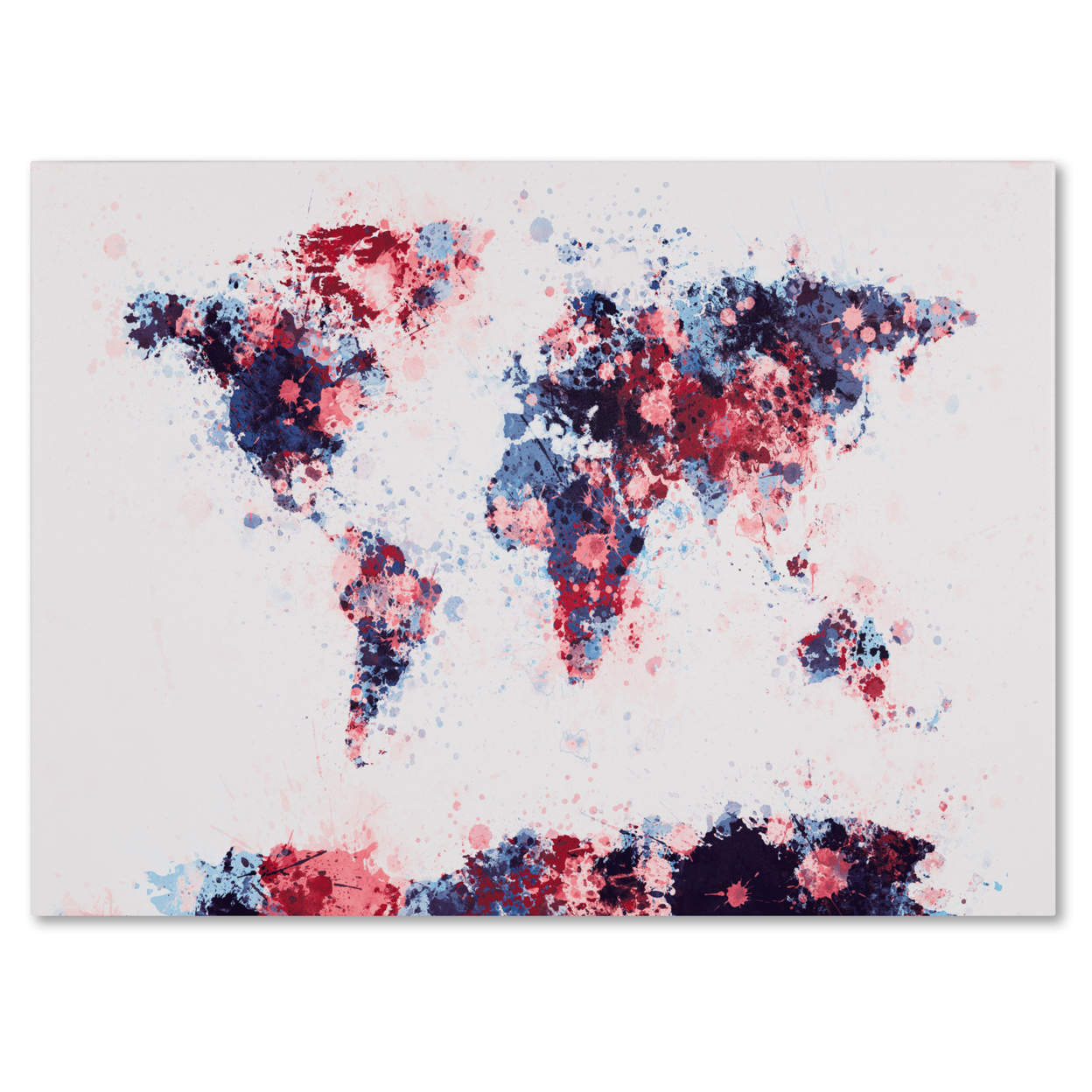 Michael Tompsett 'Paint Splashes World Map 3' Canvas Art 16 X 24