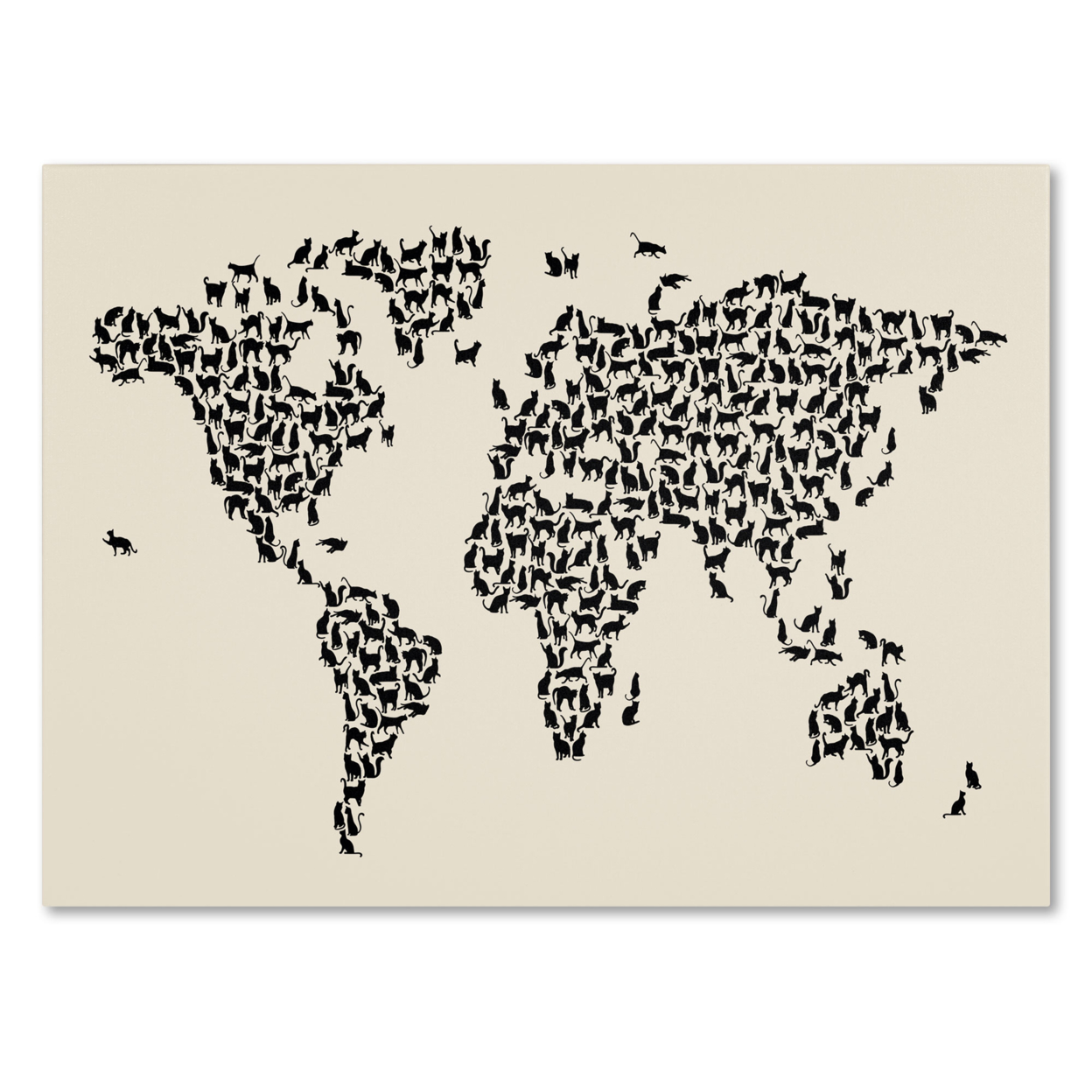Michael Tompsett 'Cats World Map 2' Canvas Art 16 X 24