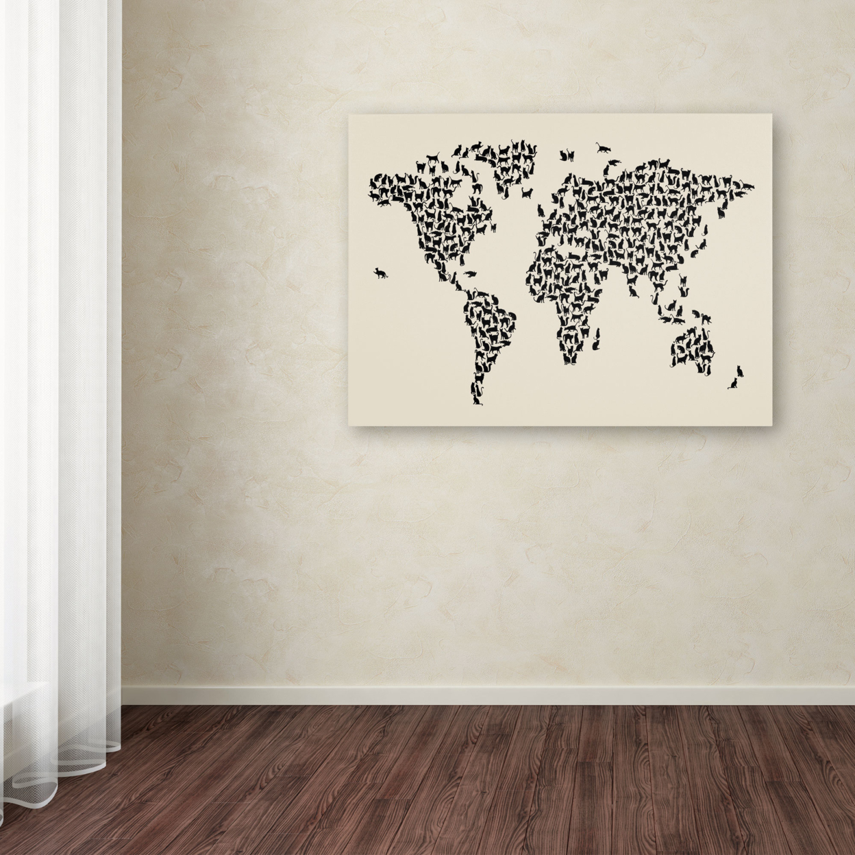 Michael Tompsett 'Cats World Map 2' Canvas Art 16 X 24