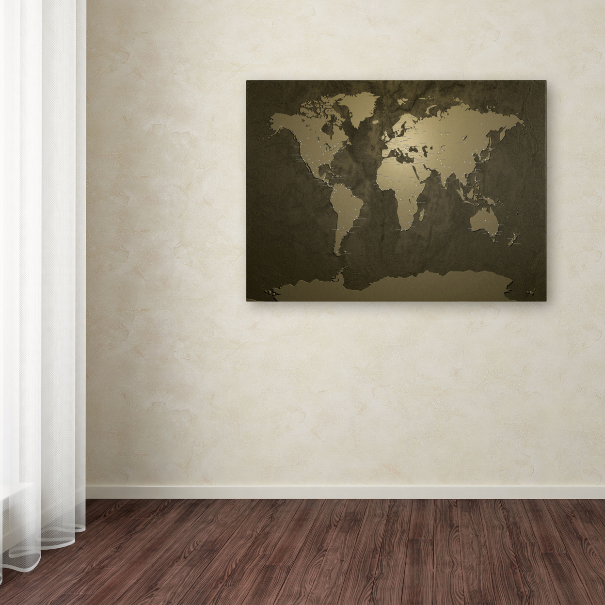 Michael Tompsett 'Gold World Map' Canvas Art 16 X 24