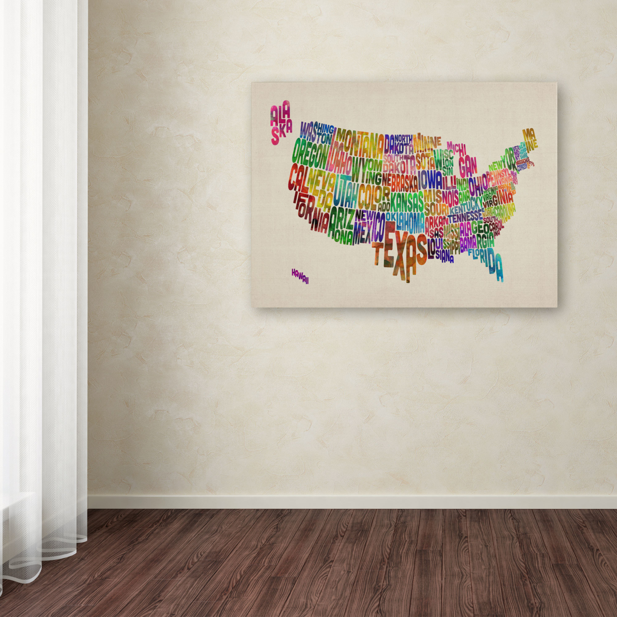 Michael Tompsett 'USA States Text Map' Canvas Art 16 X 24