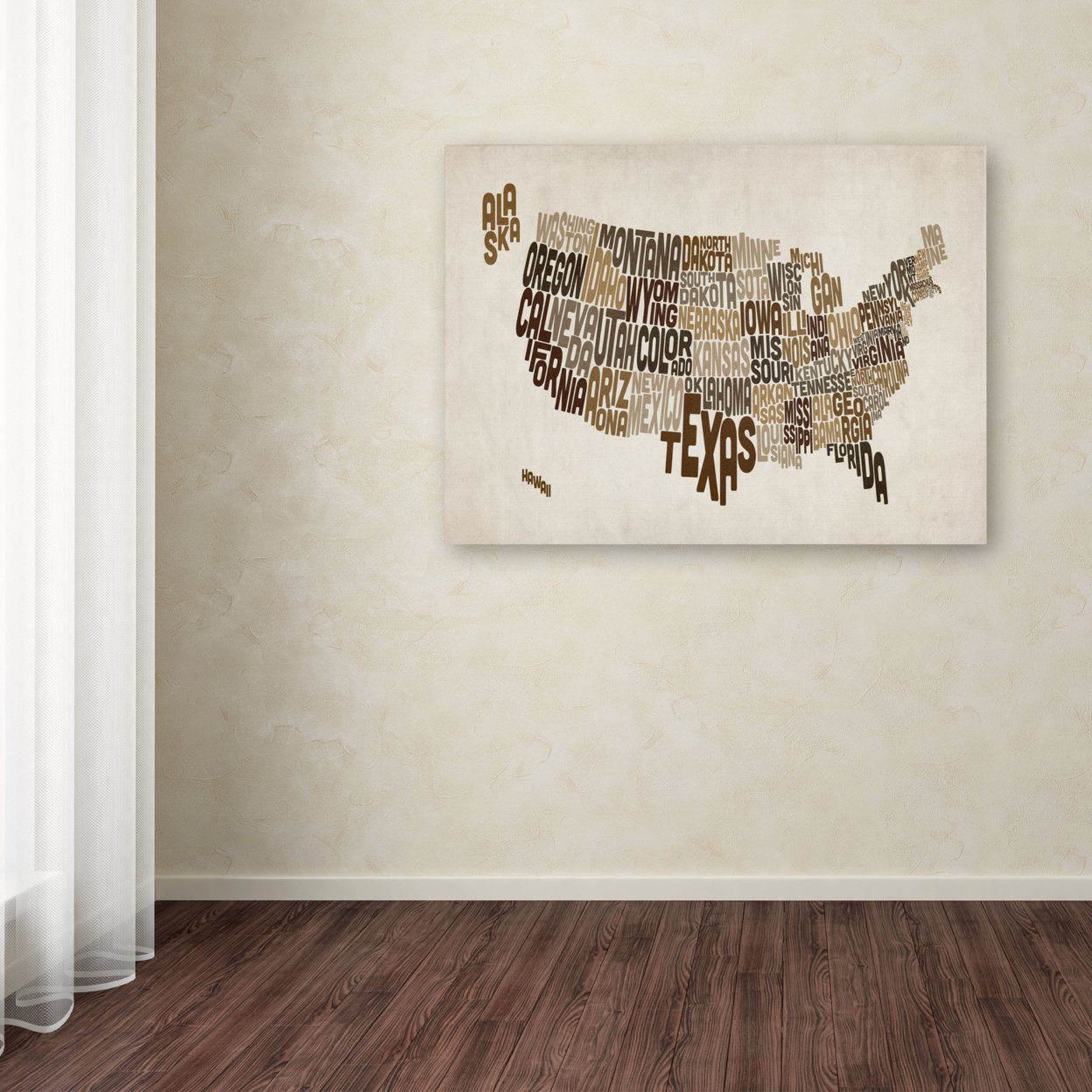 Michael Tompsett 'USA States Text Map 2' Canvas Art 16 X 24