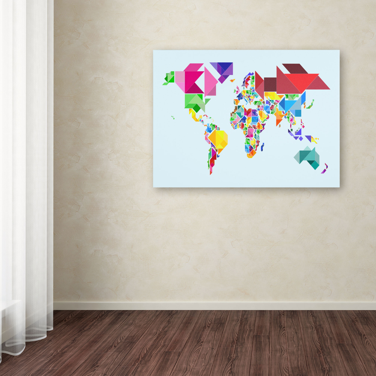 Michael Tompsett 'Tangram Worldmap' Canvas Art 16 X 24