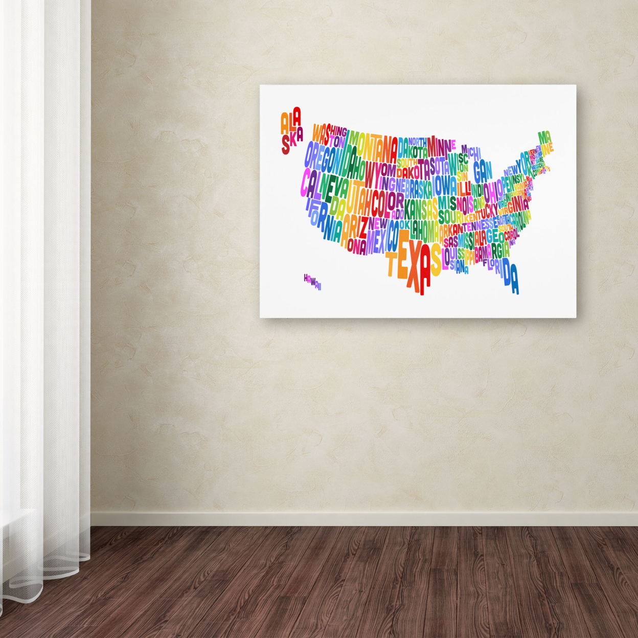 Michael Tompsett 'USA States Text Map 3' Canvas Art 16 X 24