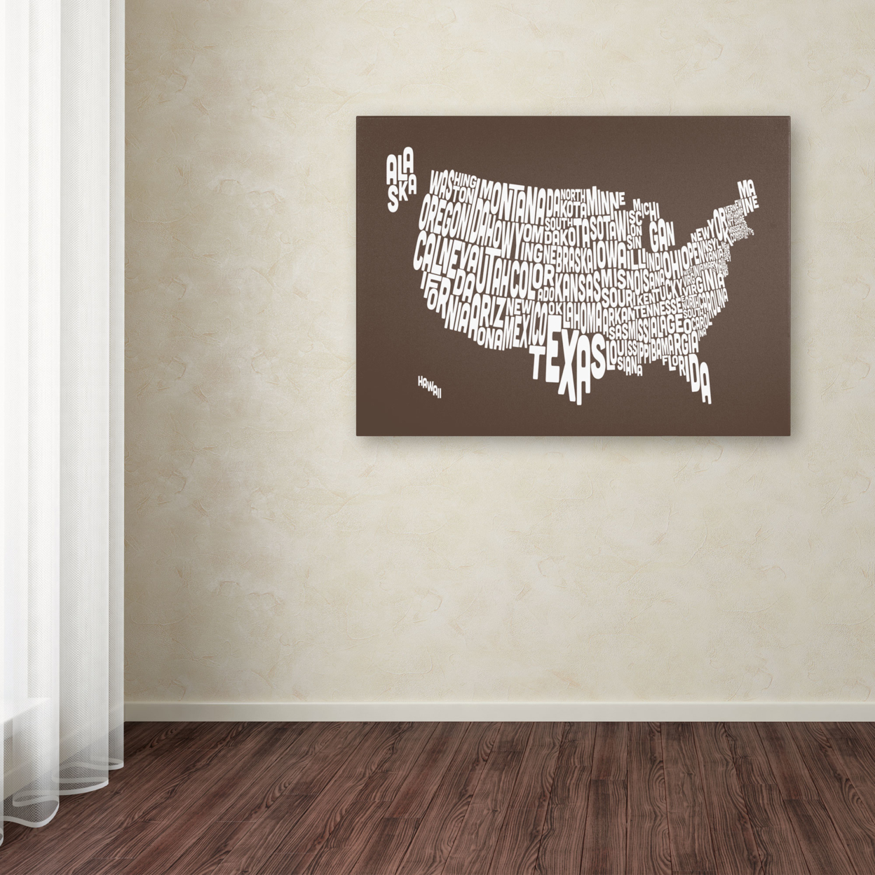 Michael Tompsett 'COFFEE-USA States Text Map' Canvas Art 16 X 24