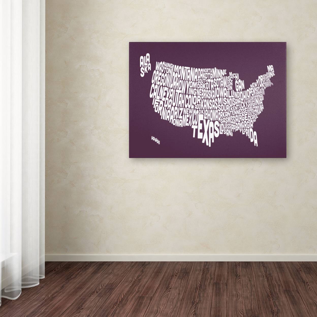 Michael Tompsett 'MULBERRY-USA States Text Map' Canvas Art 16 X 24