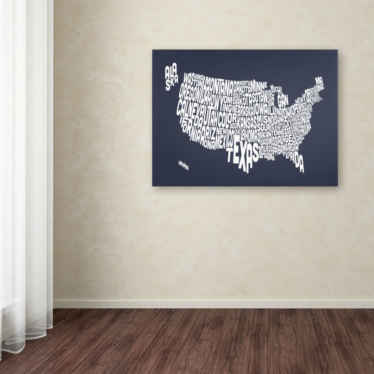 Michael Tompsett 'SLATE-USA States Text Map' Canvas Art 16 X 24
