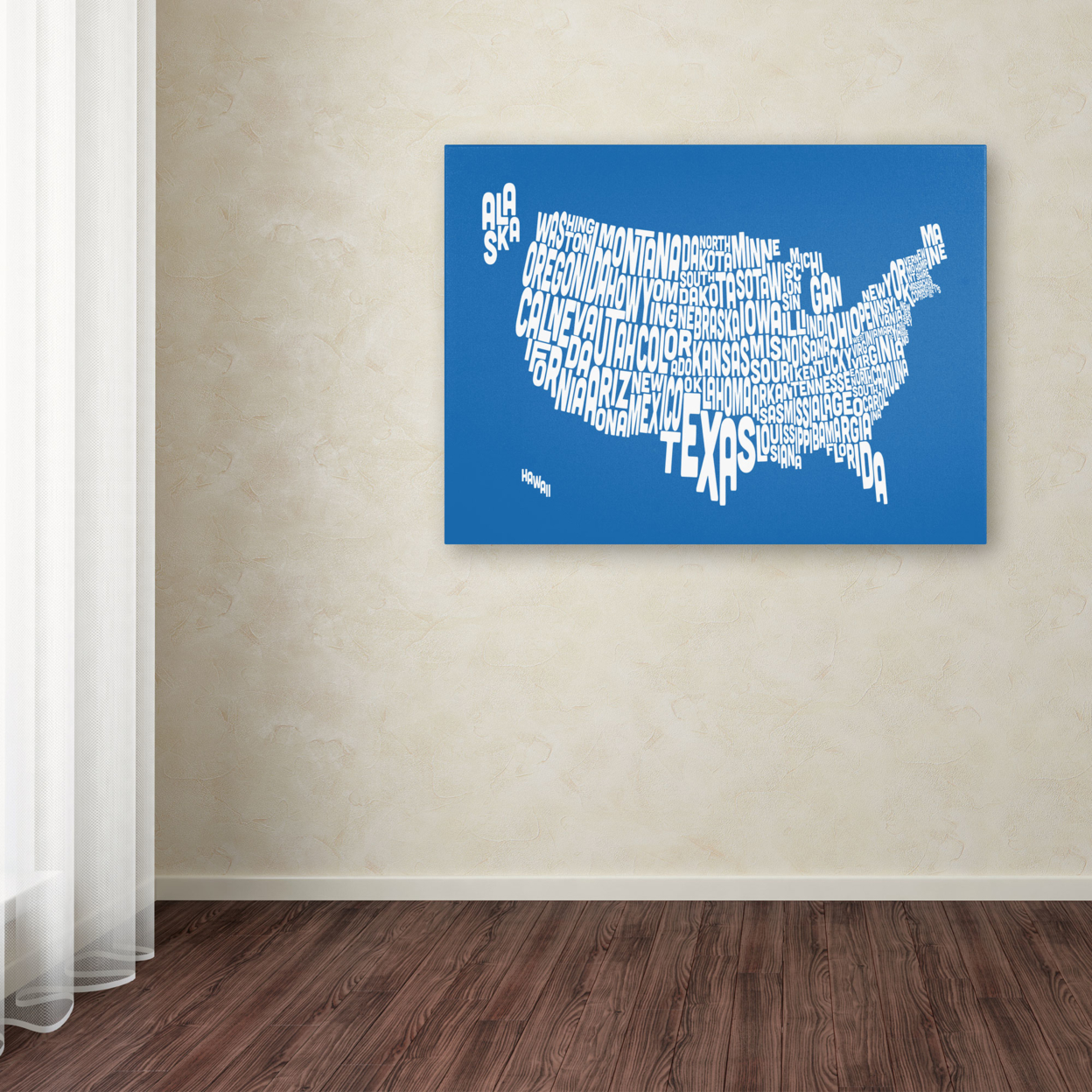 Michael Tompsett 'SUMMER-USA States Text Map' Canvas Art 16 X 24