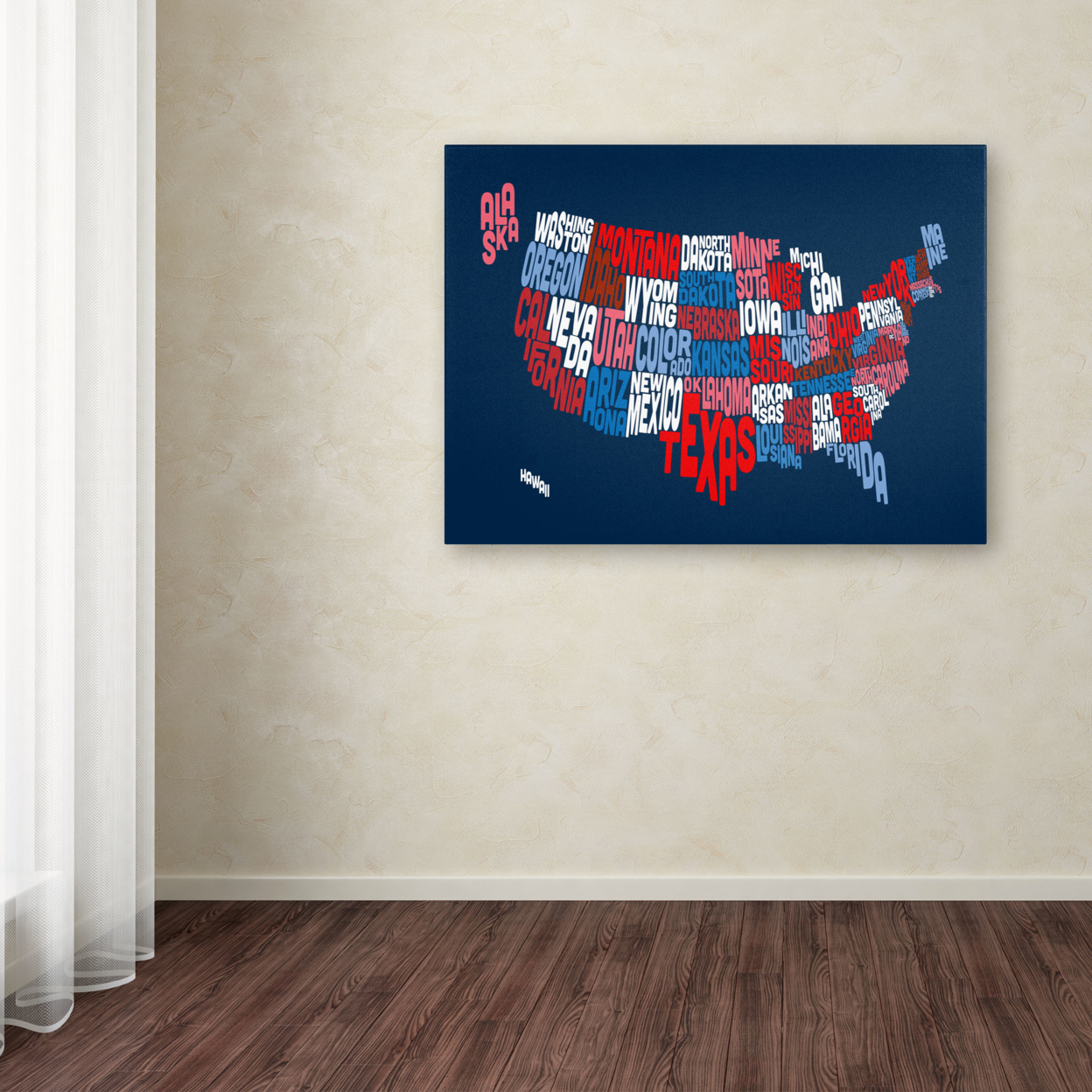 Michael Tompsett 'USA States Txt Map 2' Canvas Art 16 X 24