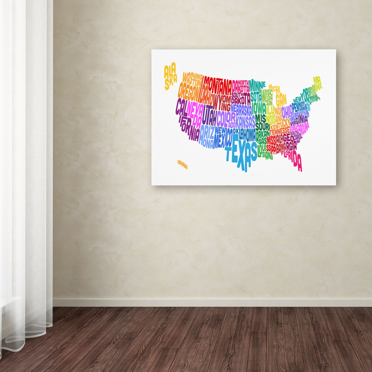 Michael Tompsett 'USA States Txt Map 3' Canvas Art 16 X 24