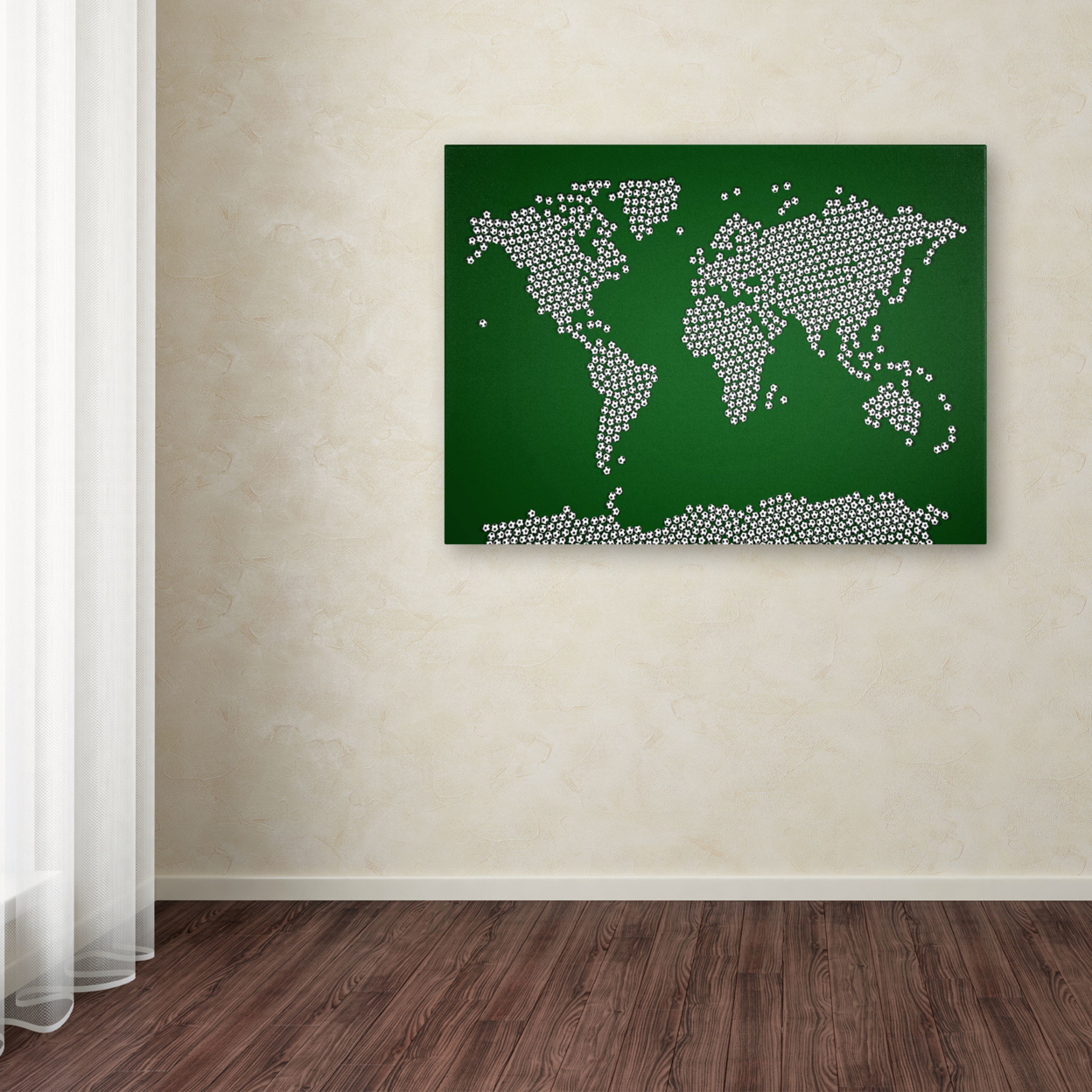 Michael Tompsett 'Soccer Balls World Map' Canvas Art 16 X 24